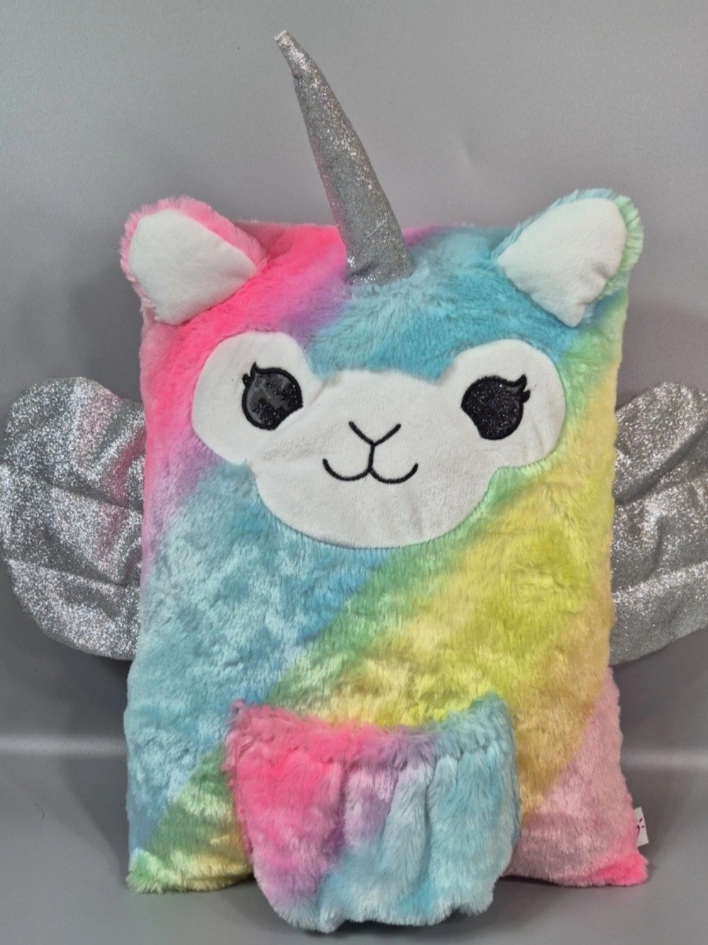 Justice Llama Unicorn Pouch Pillow 11X15 with a Mini Pocket Pre Loved